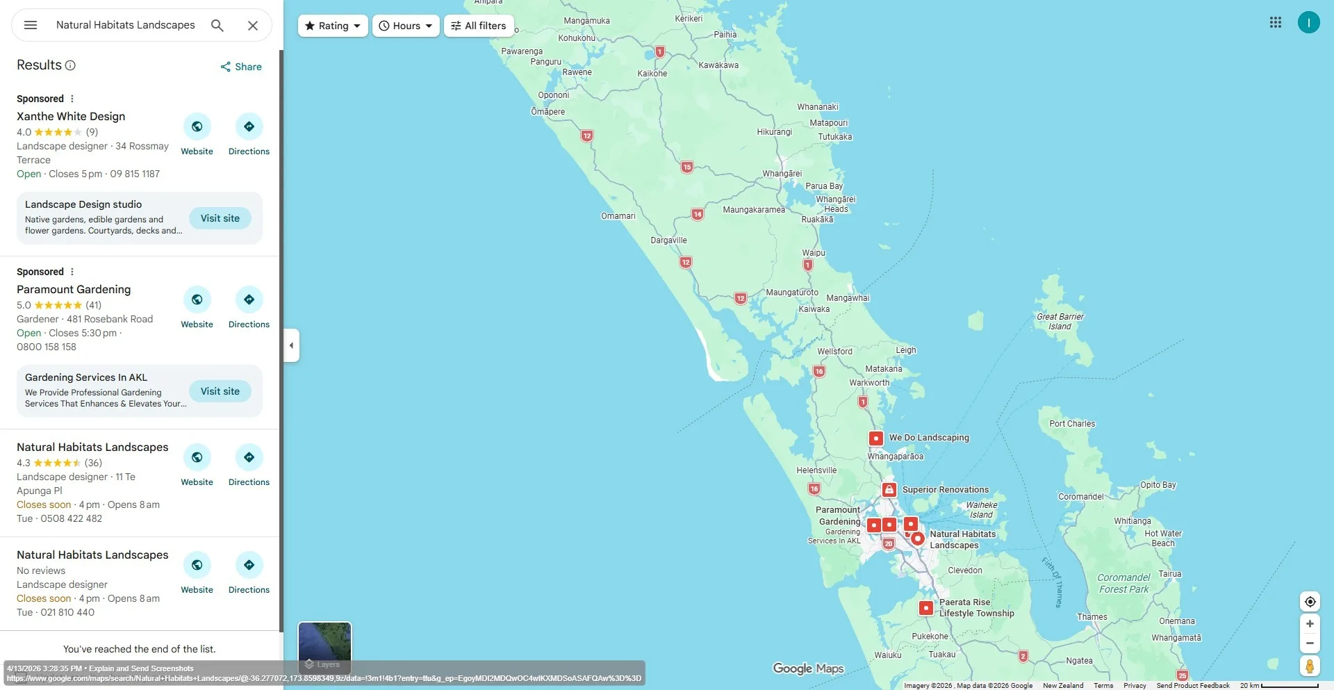 Natural Habitats Google Maps
