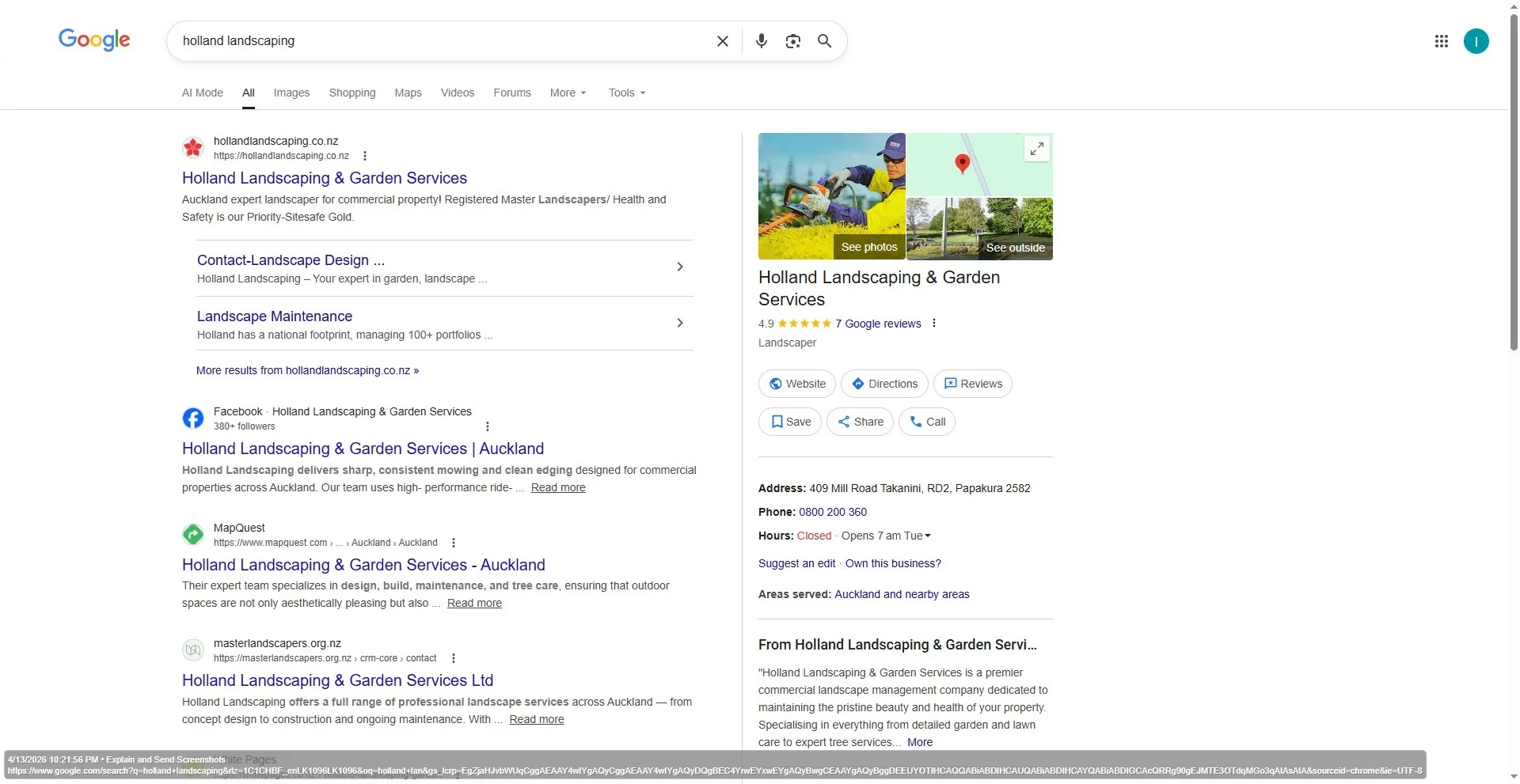 Holland Landscaping Google Search results